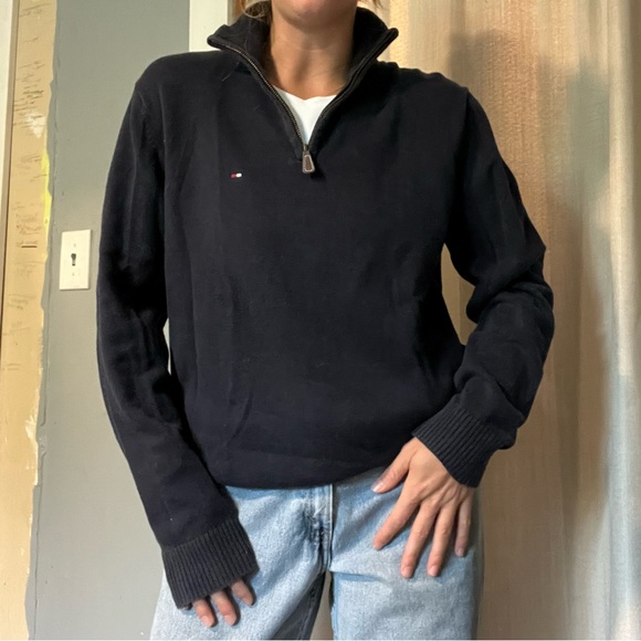 Tommy Hilfiger Quarter Zip Knit Navy Sweater - Picture 6 of 6